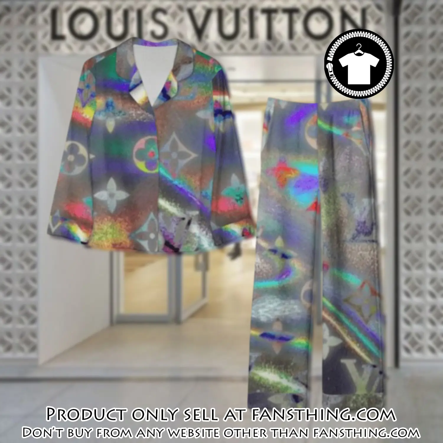 Trending luxury lv satin pajama set pjs1072 fst0714467